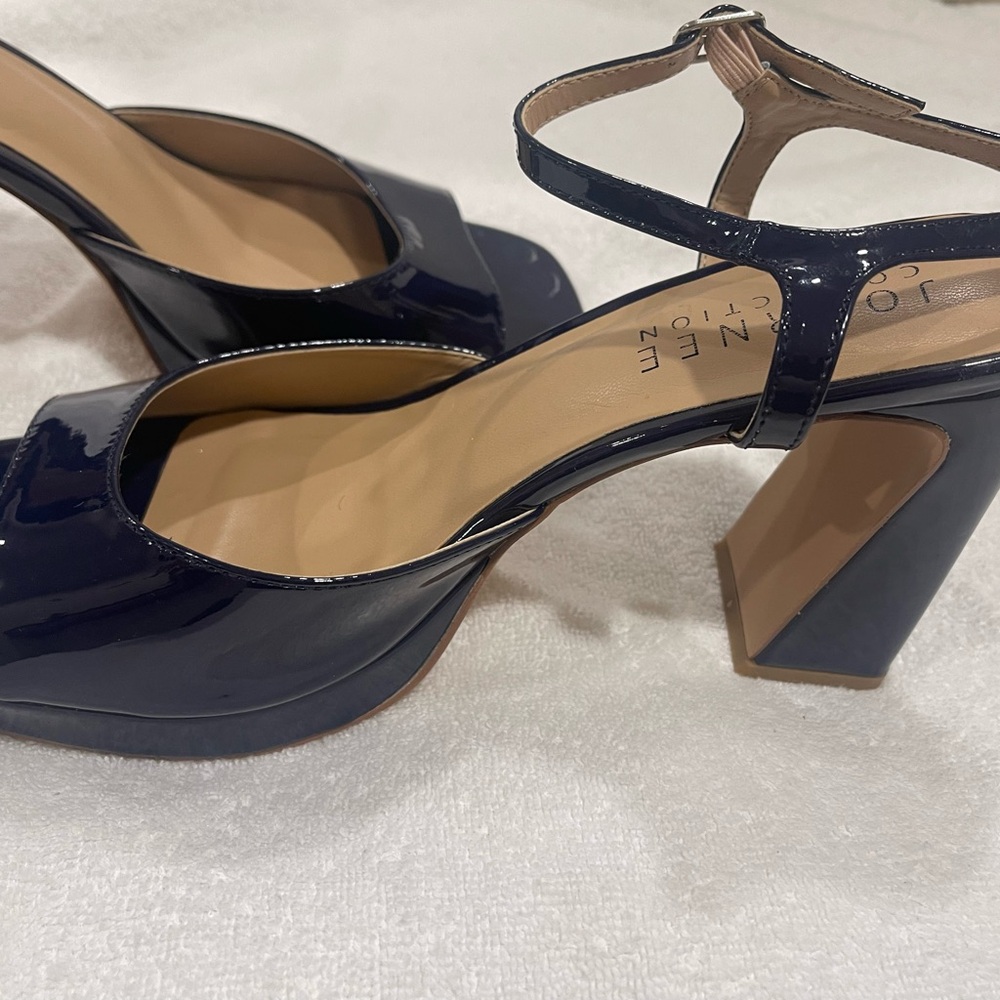 Journee Collection Navy Block Heel Sandals
